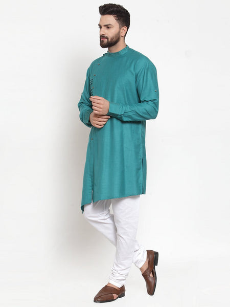 Designer Sea Green Kurta Pajama Churidar Set For Men By Treemoda