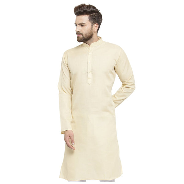 New Lenin Plain Kurta In Beige By Treemoda