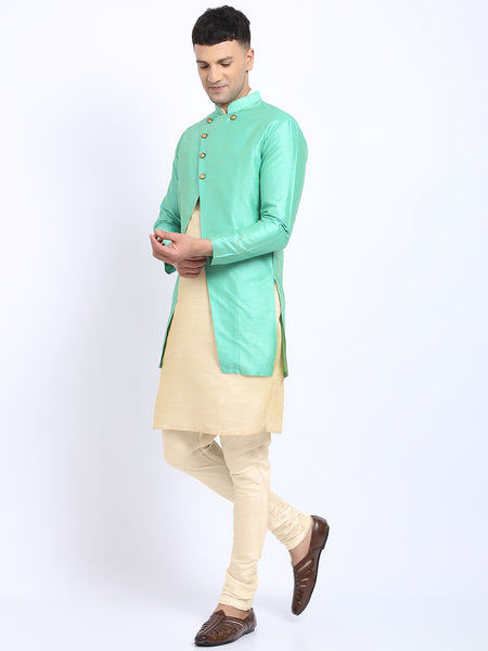 3 Pc set of Brocade Jacket with Kurta & Churidar Pajama by Treemoda