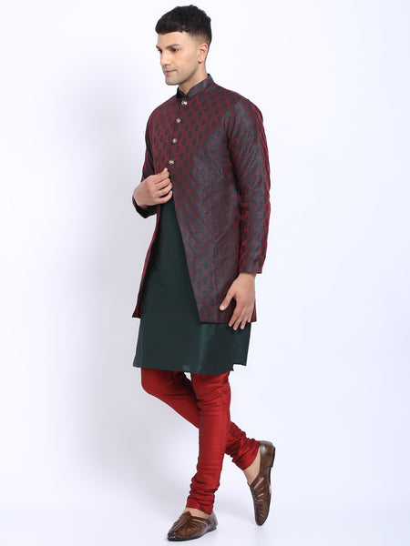 3 Pc set of Brocade Jacket with Kurta & Churidar Pajama by Treemoda