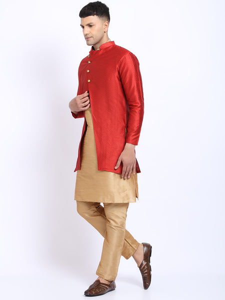 3 Pc set of Brocade Jacket with Kurta & Churidar Pajama by Treemoda