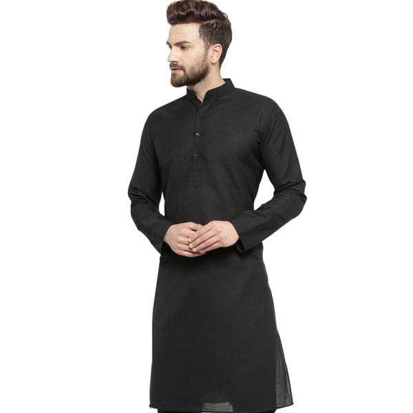New Lenin Plain Kurta in Black By Treemoda