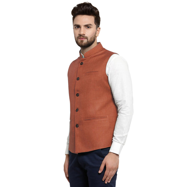 Treemoda Coffee Brown Nehru jacket For Men Stylish Latest Design Suitable for Ethnic Wear/Wedding Wear/ Formal Wear/Casual Wear