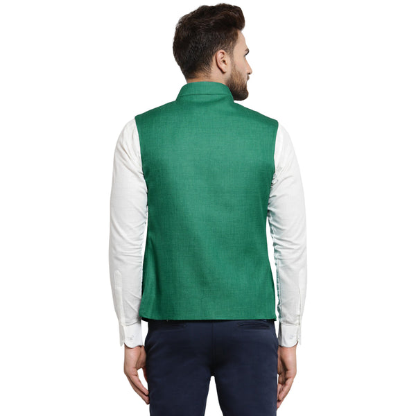 Treemoda Dark Green Nehru jacket For Men Stylish Latest Design Suitable for Ethnic Wear/Wedding Wear/ Formal Wear/Casual Wear