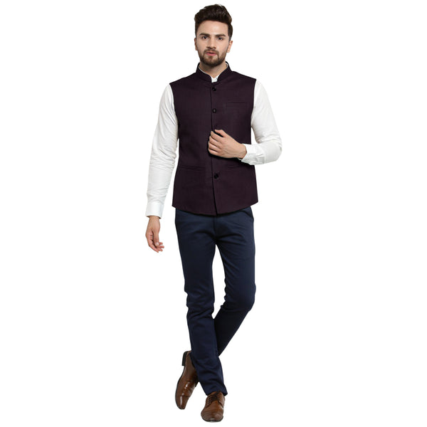 Treemoda Navy Blue Nehru jacket For Men Stylish Latest Design Suitable for Ethnic Wear/Wedding Wear/ Formal Wear/Casual Wear