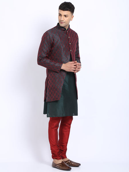 3 Pc set of Brocade Jacket with Kurta & Churidar Pajama by Treemoda