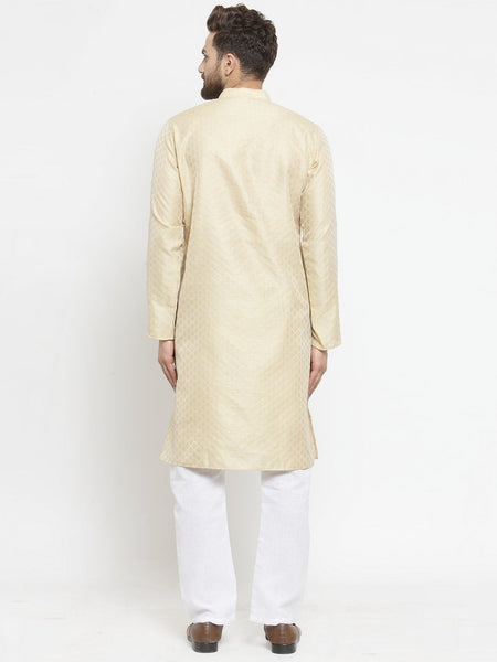 Embellished Brocade Kurta in Beige with Aligarh by Treemoda