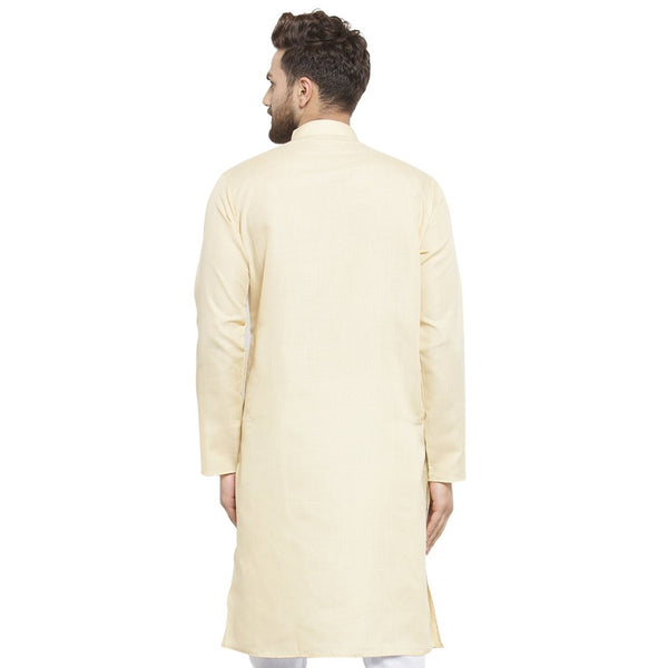 New Lenin Plain Kurta In Beige By Treemoda