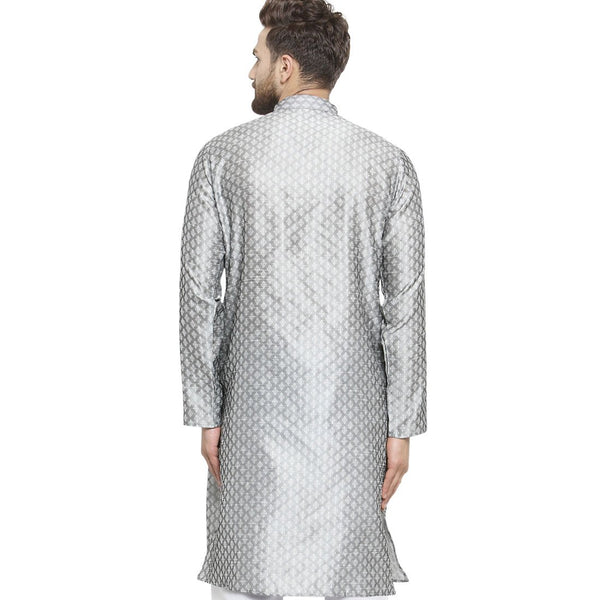 Embellished Brocade Kurta in Grey By Treemoda