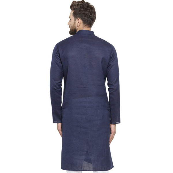 New Lenin Plain Kurta In Navy Blue By Treemoda