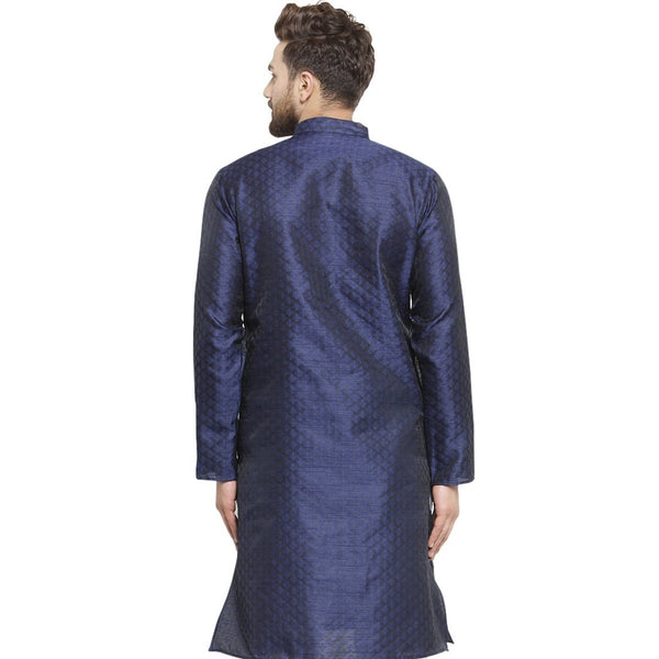 Embellished Brocade Kurta in Navy Blue By Treemoda