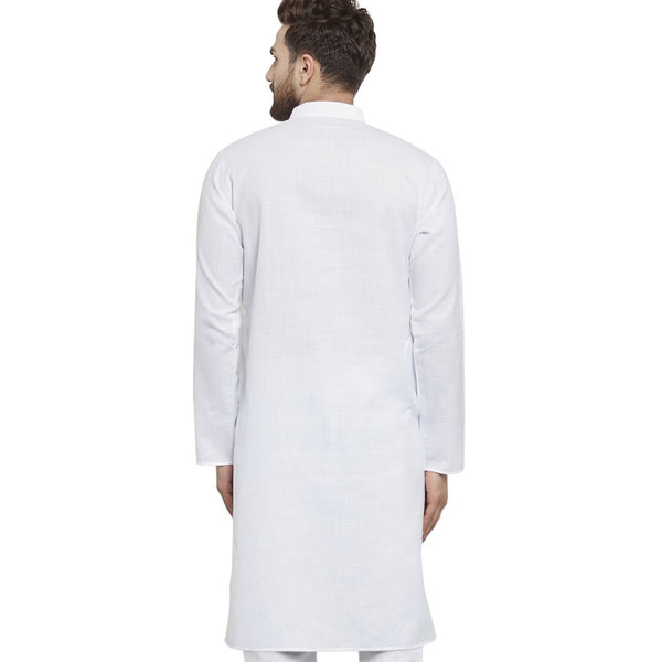 New Linen Plain Kurta In White By Treemoda