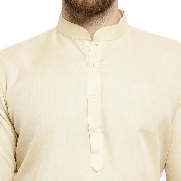 New Lenin Plain Kurta In Beige By Treemoda