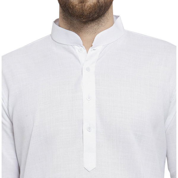 New Linen Plain Kurta In White By Treemoda