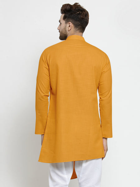 Designer Mustard Yellow Linen Kurta For Men By Treemoda