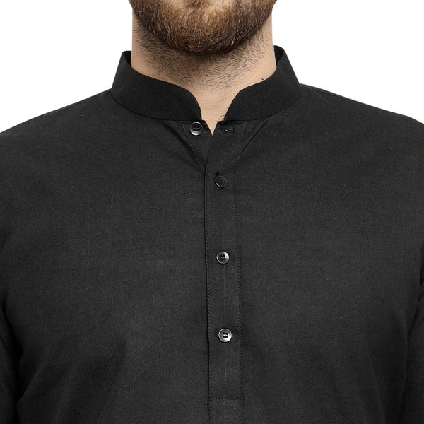 New Lenin Plain Kurta in Black By Treemoda