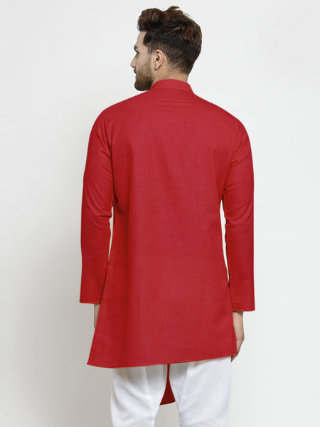 Designer Red Linen Kurta For Men By Treemoda
