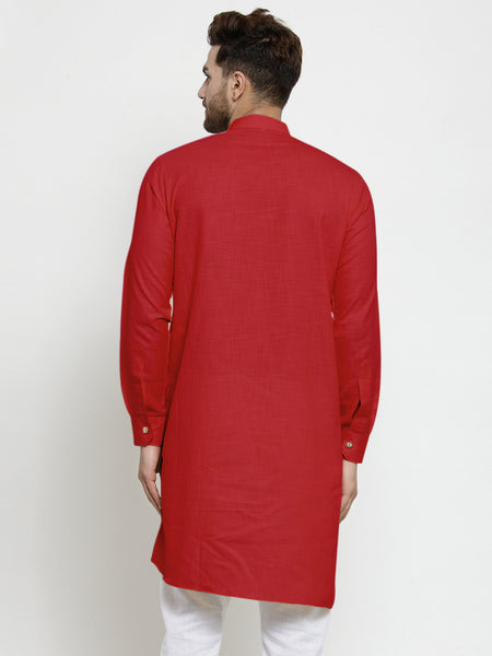 Designer Red Linen Kurta For Men By Treemoda