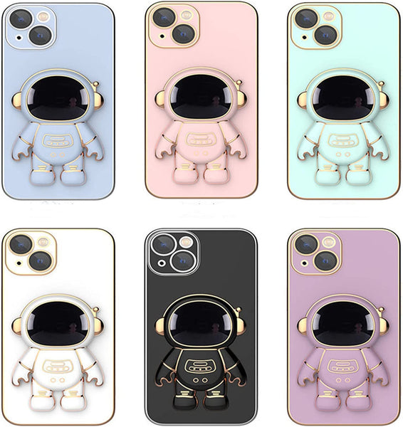 Electroplated 3D Astronaut Folding Stand Case For iPhone 11, 12, 13 Series