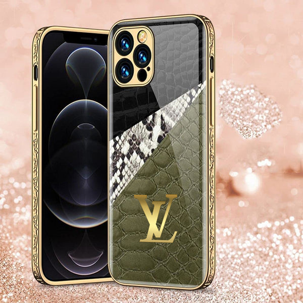Luxury Embossed Border Glass Case for iPhone