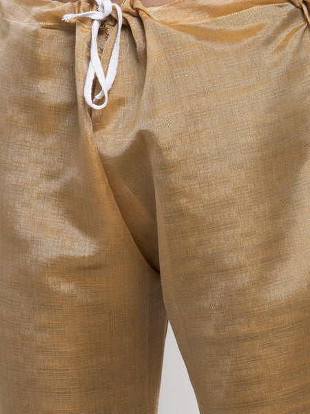 Men's Gold Embroidered Kurta Pajama Set With,Jacket, and Scarf by Treemoda