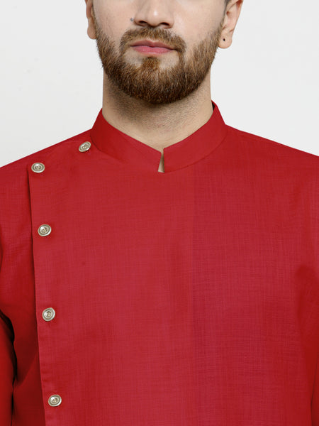 Designer Red Linen Kurta For Men By Treemoda