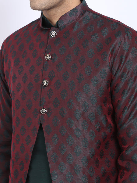 3 Pc set of Brocade Jacket with Kurta & Churidar Pajama by Treemoda