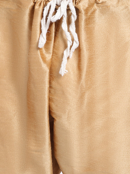 Embellished Golden Brocade Kurta with Aligarh Pajama by Treemoda