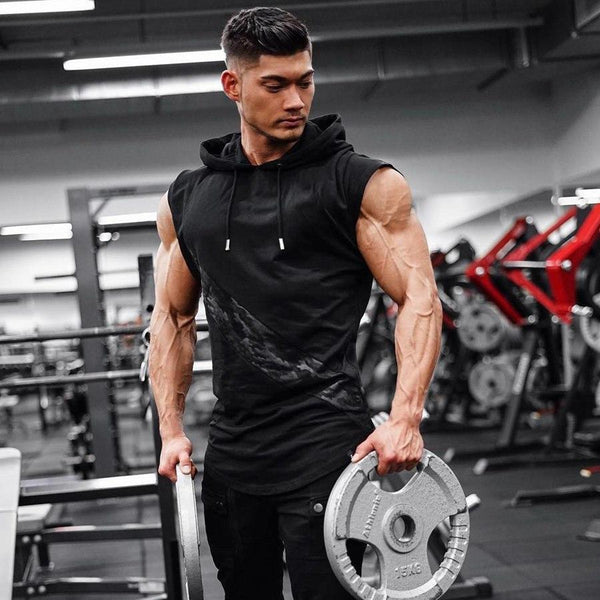 Mens Bodybuilding Tank Tops With Hoodie
