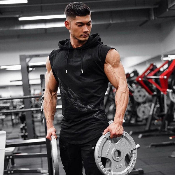 Mens Bodybuilding Tank Tops With Hoodie