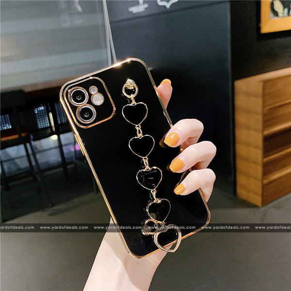 Love Heart Wrist Chain Silicone case for Samsung, OnePlus & Mi