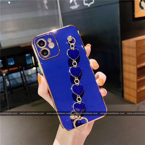 Love Heart Wrist Chain Silicone case for Apple iPhone