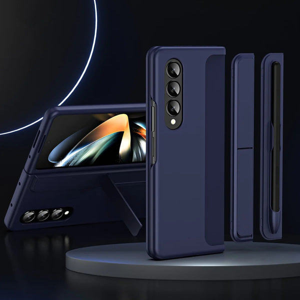 Premium Galaxy Z Fold 3 & 4 Detachable Pen Holder Kickstand Back Case