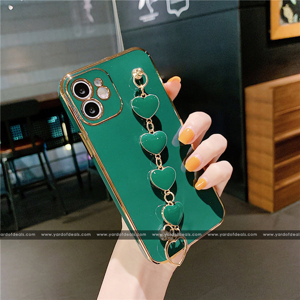 Love Heart Wrist Chain Silicone case for Apple iPhone
