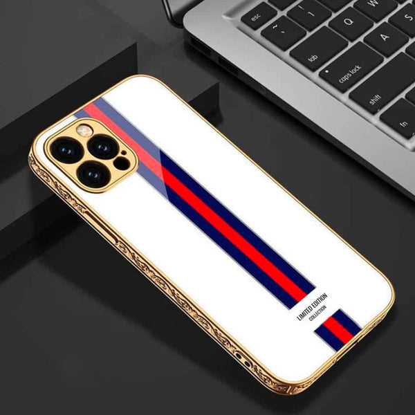 Luxury Embossed Border Glass Case for iPhone