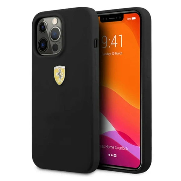 Ferrari Black Silicone Case for iPhone 13 & 14 Series