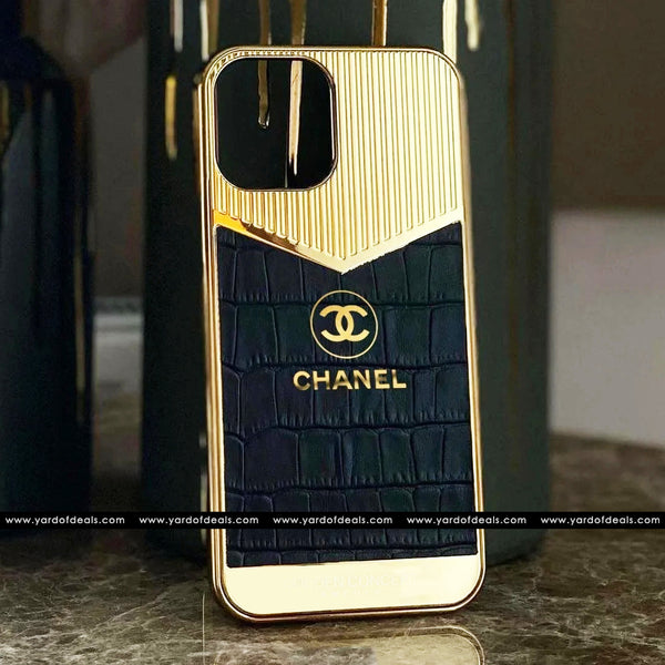 Golden Electroplated Premium Leather Case for iPhone