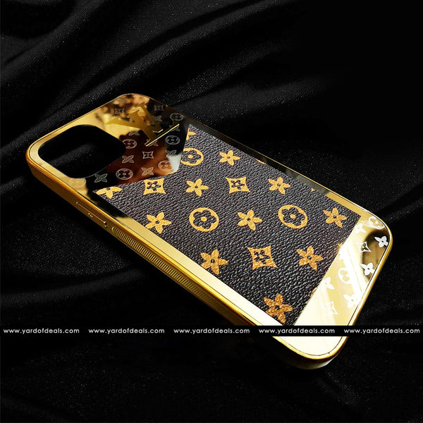 Golden Electroplated Premium Leather Case for iPhone