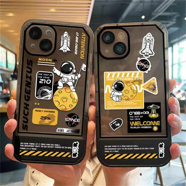 Astronaut Planet TPU Case Creative Invisible Stand Case for iPhone 11,12,13,13Pro,14,14Pro