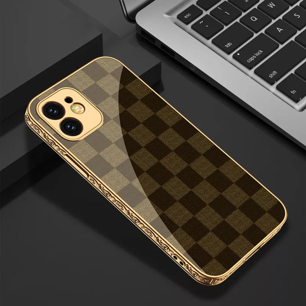 Luxury Embossed Border Glass Case for iPhone
