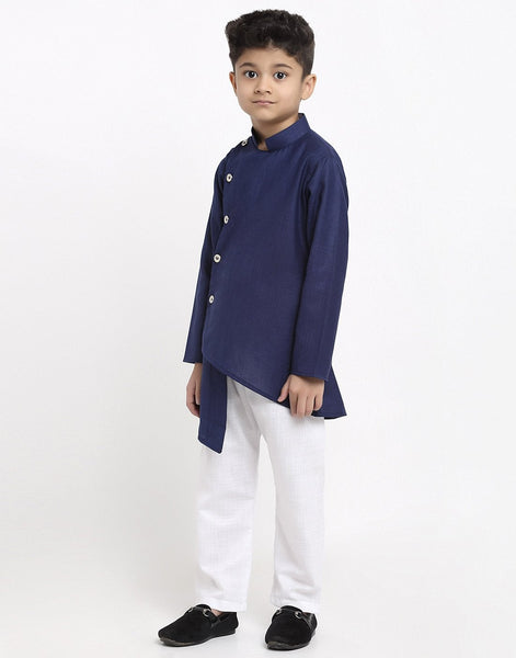 Linen Designer Kurta Pajama Set For Boys/Kids By Treemoda|Navy Blue| Kurta Pajama Set