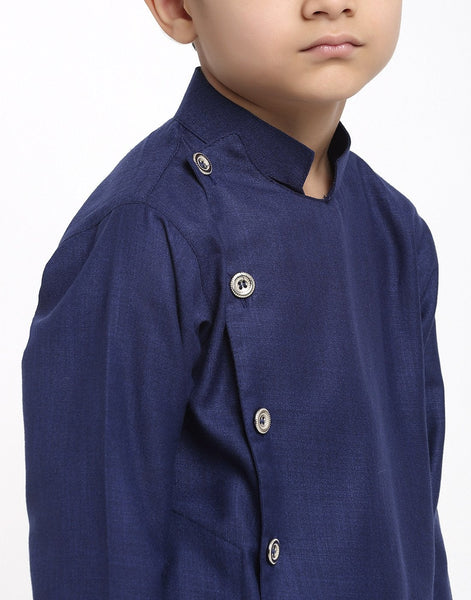 Linen Designer Kurta Pajama Set For Boys/Kids By Treemoda|Navy Blue| Kurta Pajama Set