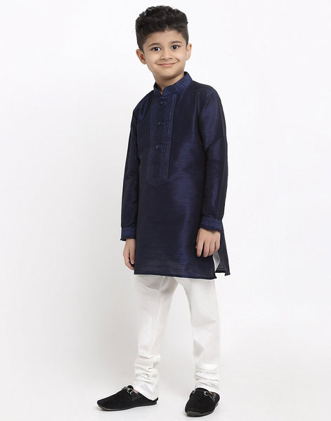 Brocade Kurta Pajama Set For Boys/Kids By Treemoda|Navy Blue| Kurta Pajama Set