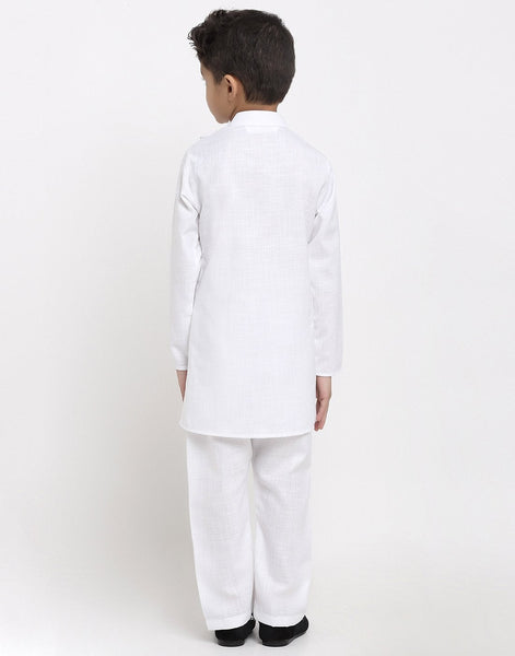 Linen Designer Kurta Pajama Set For Boys/Kids By Treemoda|White| Kurta Pajama Set