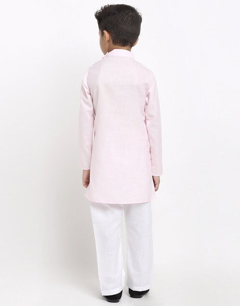 Linen Designer Kurta Pajama Set For Boys/Kids By Treemoda|Pink| Kurta Pajama Set