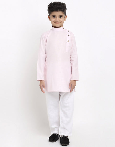 Linen Designer Kurta Pajama Set For Boys/Kids By Treemoda|Pink| Kurta Pajama Set