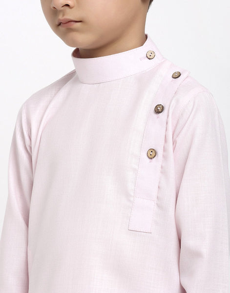 Linen Designer Kurta Pajama Set For Boys/Kids By Treemoda|Pink| Kurta Pajama Set