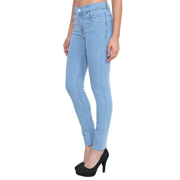 Women's Slim Fit Mid-Rise Light Fade Clean Look Streachable Jeans