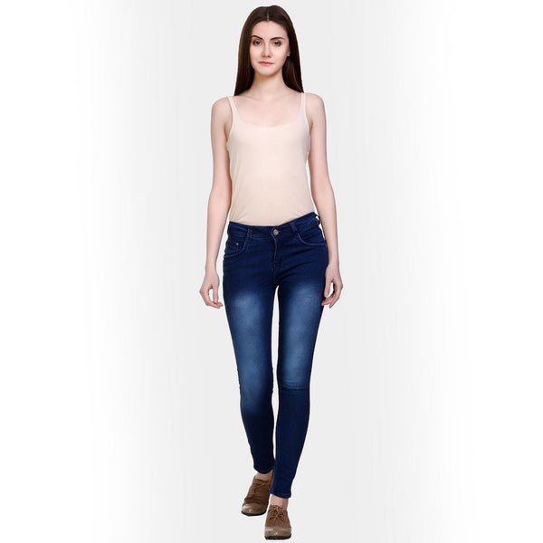Women's Slim Fit Mid-Rise Light Fade Clean Look Streachable Jeans