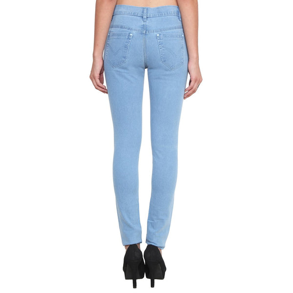 Women's Slim Fit Mid-Rise Clean Look Knee Slit Streachable Jeans